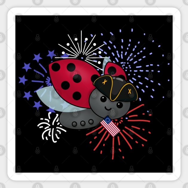 July 4th Minuteman Ladybug Sticker by HolidayBug